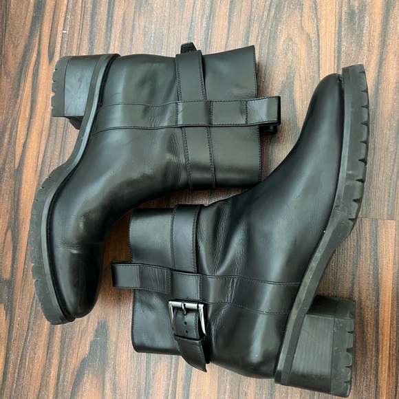 Santoni leather combat moto style booties - Picture 6 of 17